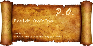 Preidt Oxána névjegykártya